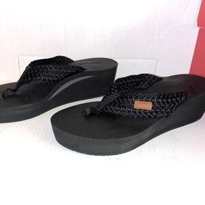 Women's Black Wedge Sandals